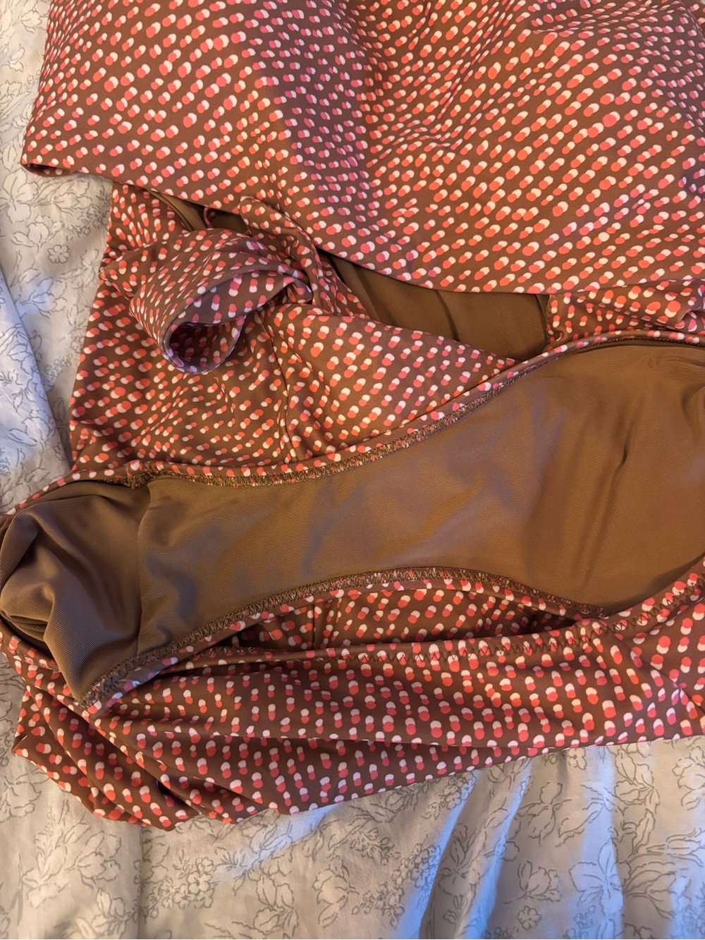 aerie brown and pink polka dot One-Piece Swimsuit size XL LONG - Picture 6 of 8